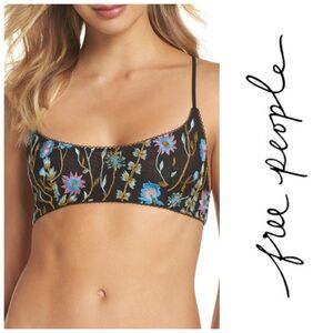 Intimately Free People So Into You Bray Black Floral Lace Embroidered Bra Sz M